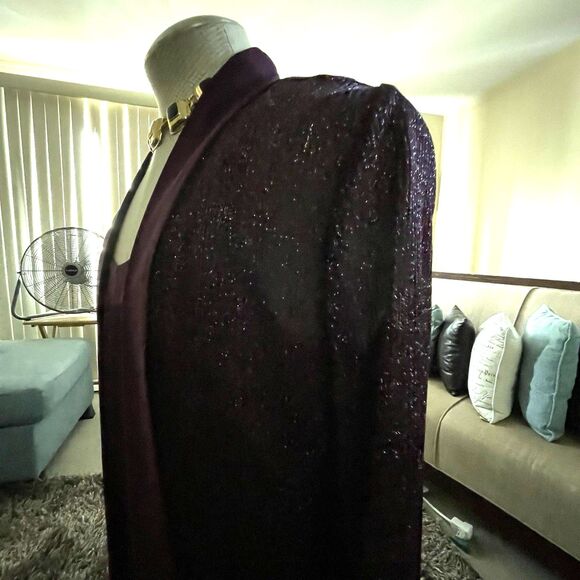 R & M Richards Women's Purple Metallic Open Front Jacket Plus Size 20W Wedding - Picture 6 of 14